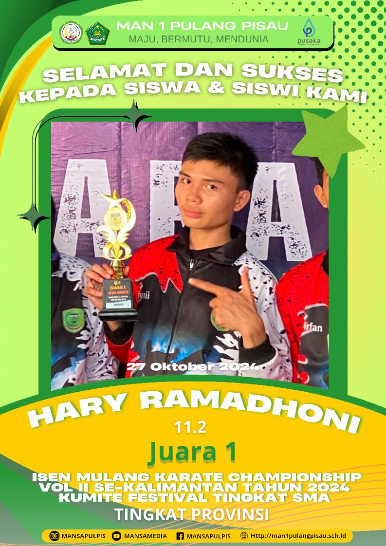 Hary Ramadhoni Berhasil Meraih Juara 1 Tingkat SMA Karate Championship